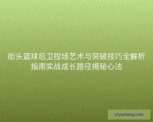 街头篮球后卫控场艺术与突破技巧全解析指南实战成长路径揭秘心法